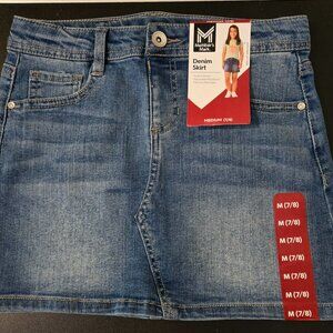 GIRLS MEDIUM WASH DENIM SKIRT MEMBERS MARK SIZE MEDIUM 7/8 NEW